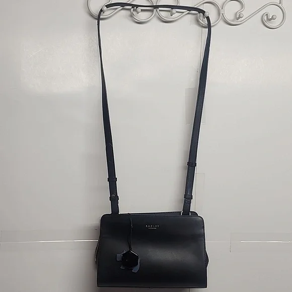 Radley London Liverpool Street Vintage Black Crossbody Bag Gold Accents & Charms - Picture 6 of 14